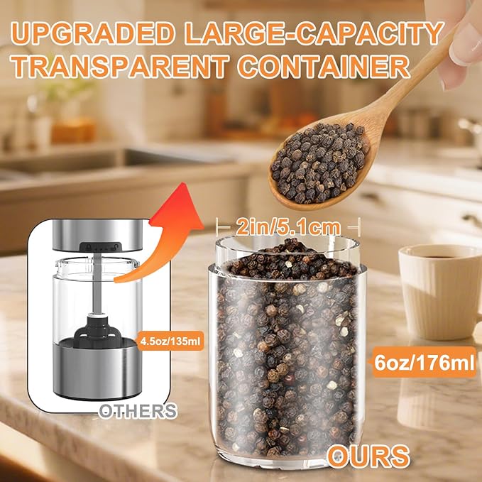 Gravity Electric Salt and Pepper Grinder Set Rechargeable, External Adjustable - Image 5