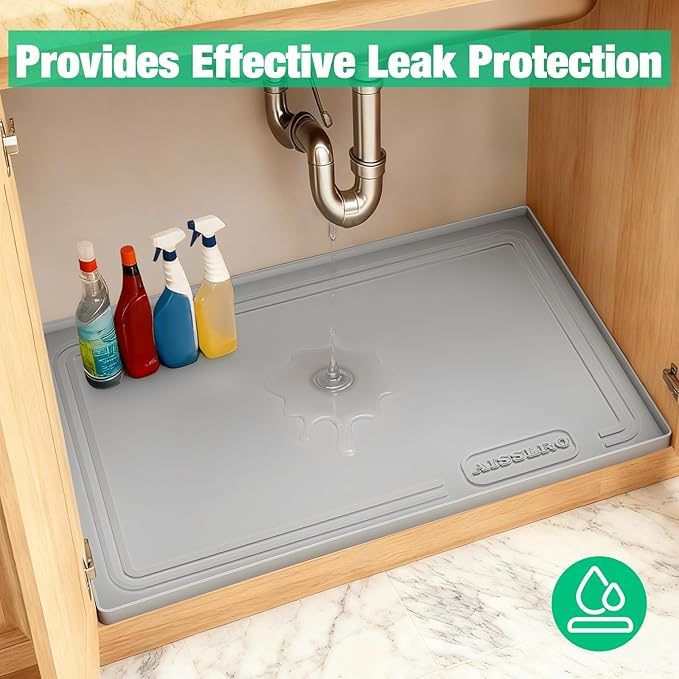 Aisslro Under Sink Mat 25" X 19", Waterproof Silicone Under Sink Mats - Image 4