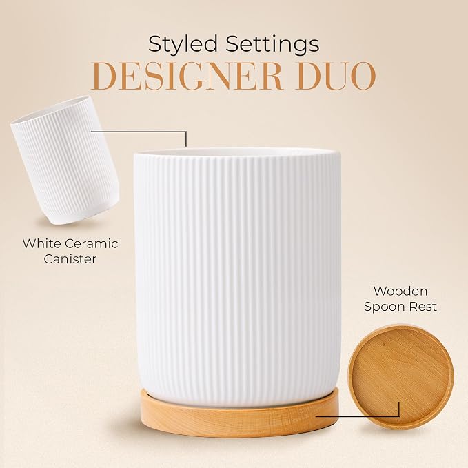 STYLED SETTINGS White Ceramic Utensil Holder - Image 2