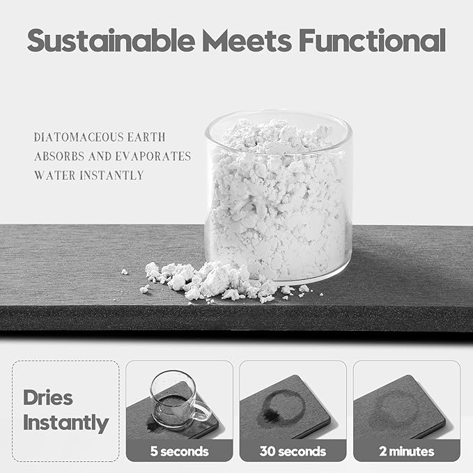 Razborci 2PCS Bathroom Trays, Water Absorbing Diatomite Stone Quick Drying Mat - Image 3
