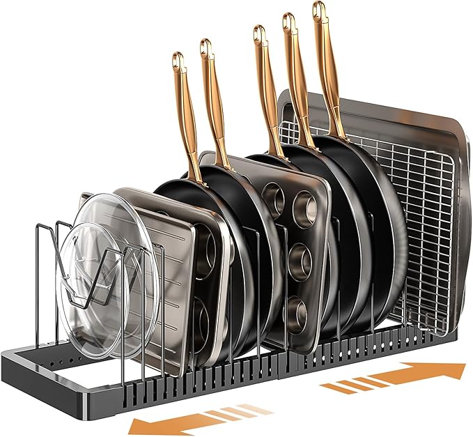 PanPanPal Pots and Pans Organizer under Cabinet, Expandable Pot Lid Organizer by PanPanPal