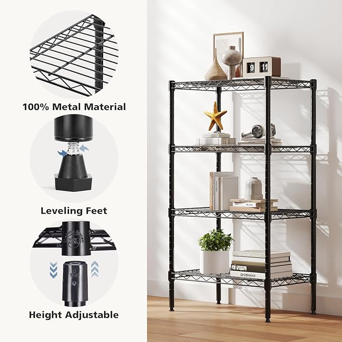 DUMOS 4-Tier Metal Wire Storage Shelves, Adjustable Standing Storage Rack Shelf - Image 4