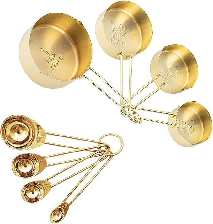 Gold Measuring Cups and Spoons Set by LYFJXX