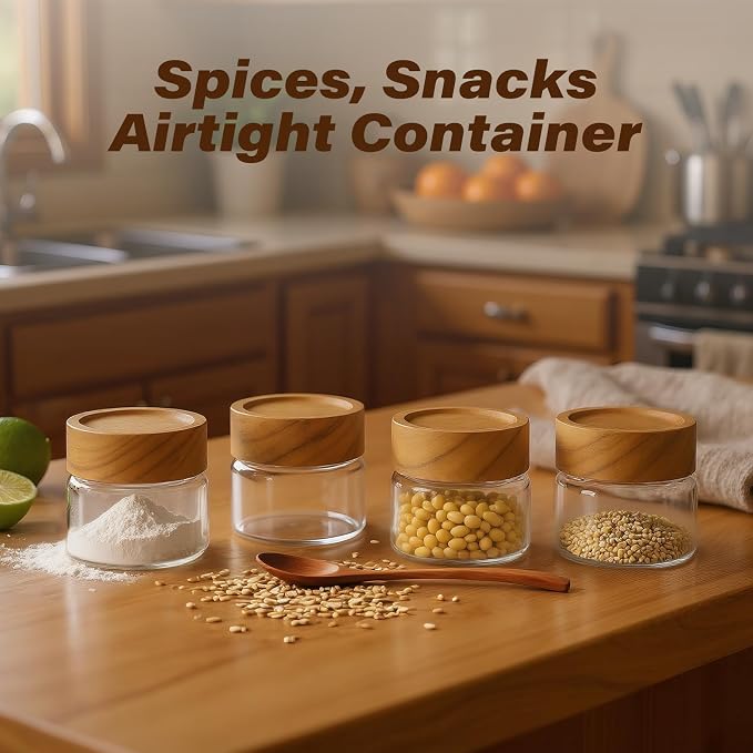 6-Pack 4 fl oz Stackable Airtight Glass Jars – Small Mason Jars designed - Image 8