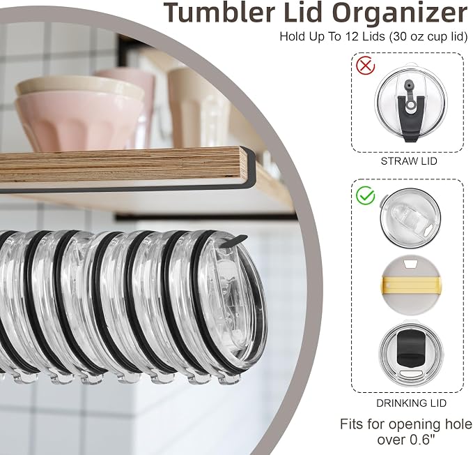 LveSunny Tumbler Lid Organizer, 2 Pack Cup Lid Organizer - Image 3