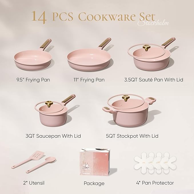 CAROTE Ceramic Cookware Set Nonstick, Non-Toxic & PFAS-Free, Dishwasher - Image 2