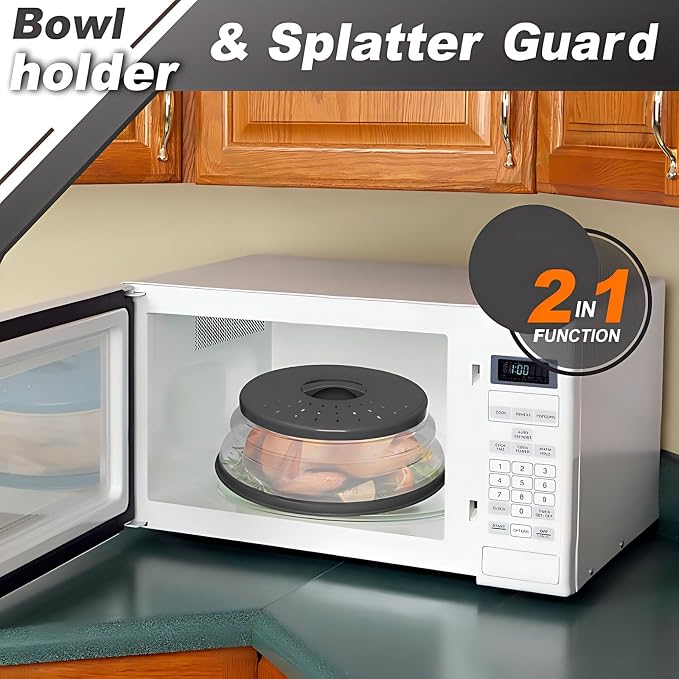 4 in 1, WENWELL 2 Microwave Splatter Cover & 2 Mat, Cooking Splash Guard - Image 3