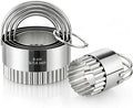 Biscuit Cutter Set with Handle, 5 Piece Stainless Steel Fluted Round Cookie by Vosturdy