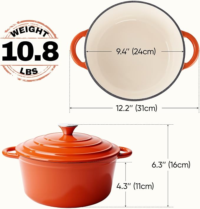 4.5 Quart Dutch Oven Pot with Lid, Non Stick Enameled Cast Iron Dutch Oven - Image 4