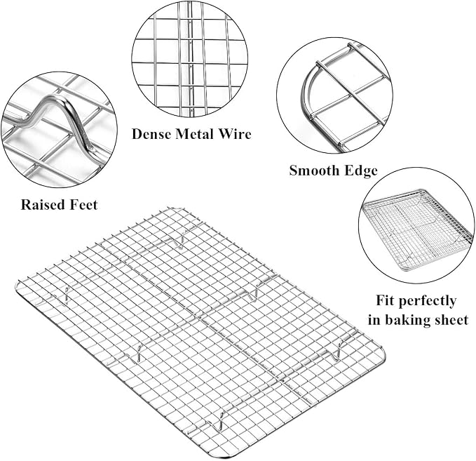 Baking Sheet with Rack Set, Wildone Stainless Steel Cookie Sheet Baking Pan - Image 4