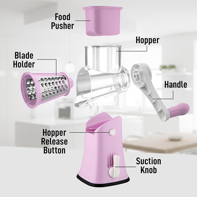 Zulay Kitchen Rotary Cheese Grater 5 Blade Cheese Shredder - Image 8