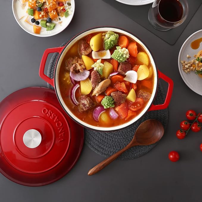 vancasso Enameled Cast Iron Dutch Oven, 7.5 QT Dutch Oven Pot - Image 9