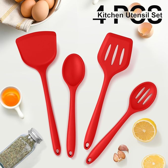 P&P CHEF Kitchen Utensil Set, 4 Pieces Non-stick Silicone Cooking Utensils - Image 6
