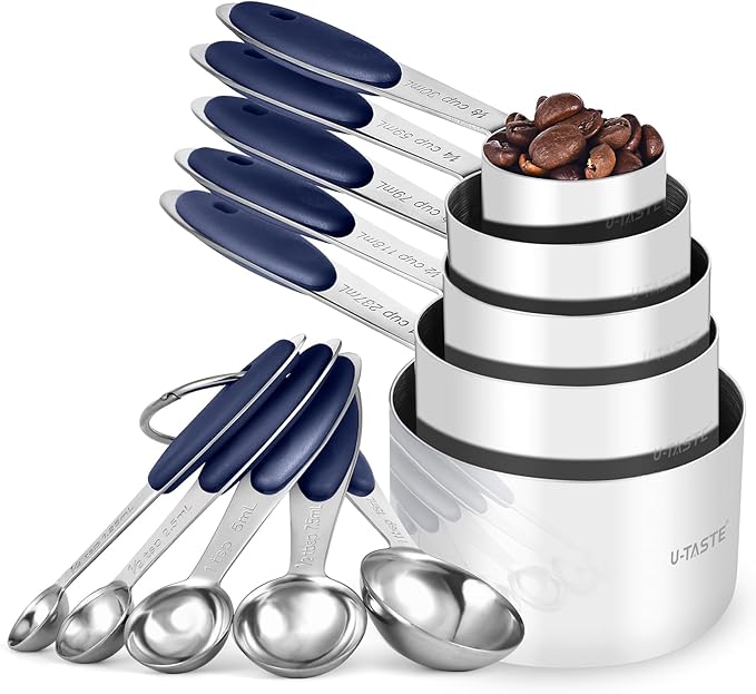 U-Taste Measuring Cups and Spoons: Food Grade 18/8 Stainless Steel Metal by U-Taste