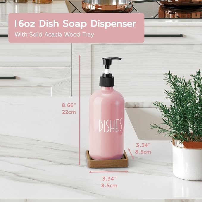 Pink Glass Dish Soap Dispenser - Image 5