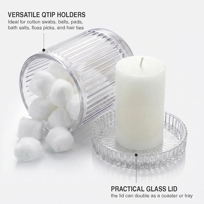 2 Pack Glass Qtip Holder Dispenser - Image 3