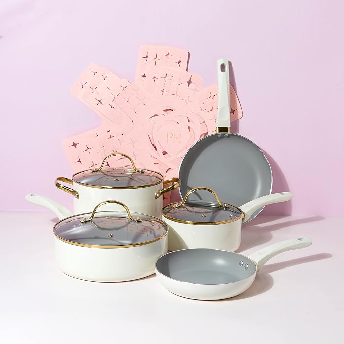Paris Hilton Epic Nonstick Pots and Pans Set, Tempered Glass Lids, Soft Touch - Image 10