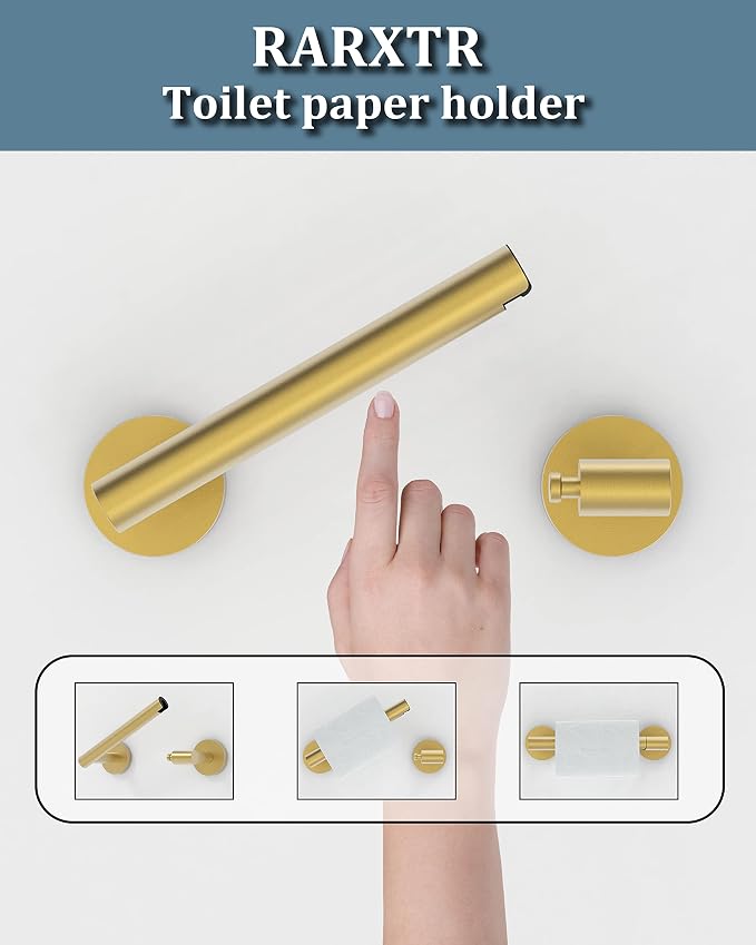 RARXTR Gold 2 Pack Toilet Paper Holder SUS304 Stainless Steel Double Post - Image 2