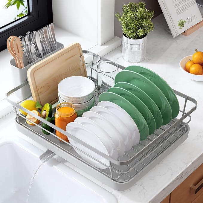 Kitsure Dish Drying Rack for Kitchen Counter, Stainless Steel Sink Organization by Kitsure