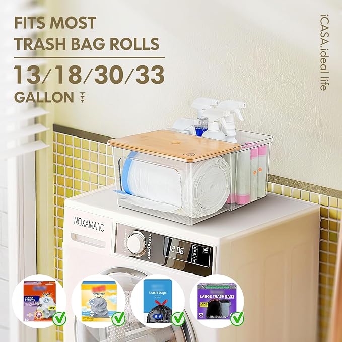 iCASA Trash Bag Dispenser Under Sink Organizer, 2-in-1 Acrylic Trash Bags Holder - Image 4
