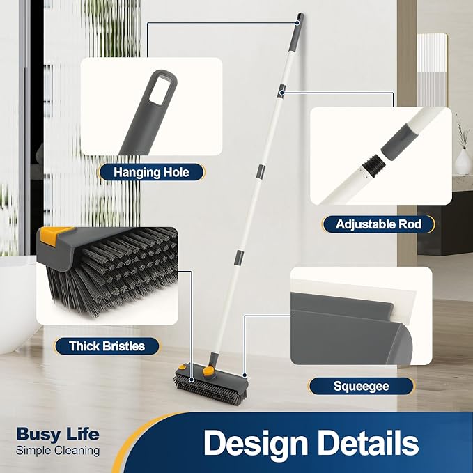 Yocada Floor Scrub Brush with Long Handle 3 in 1 Dual-Sided Stiff Bristle - Image 6
