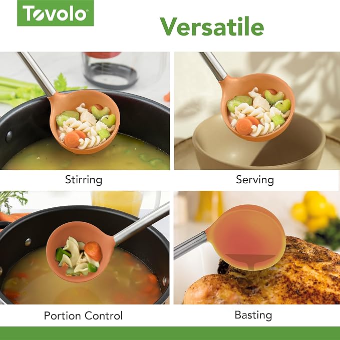 Tovolo Silicone Ladle With Stainless Steel Handle Deep Soup Ladle - Image 4