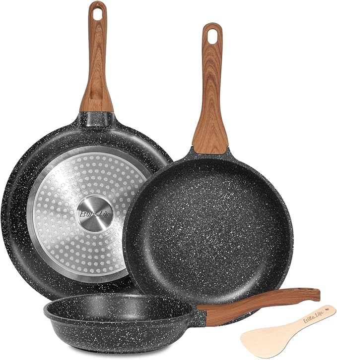ESLITE LIFE Nonstick Ceramic Frying Pans Skillets Set, Non-Toxic Egg Omelette by ESLITELIFE