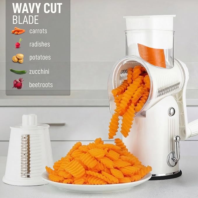 Zulay Kitchen Rotary Cheese Grater 5 Blade Cheese Shredder - Image 4