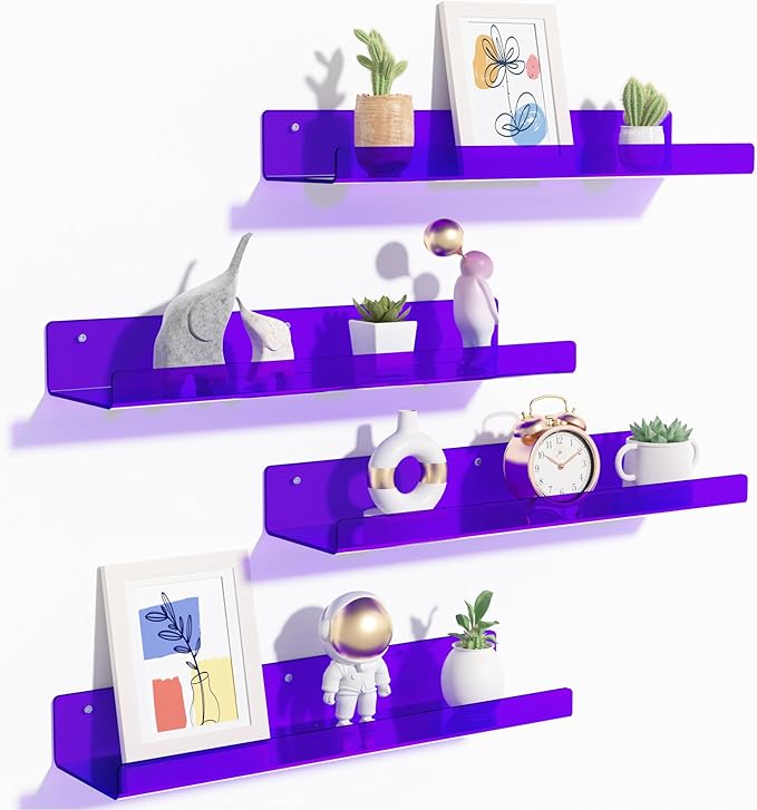 upsimples Acrylic Shelves for Wall Decor, Living Room, Floating Bookshelves for by upsimples