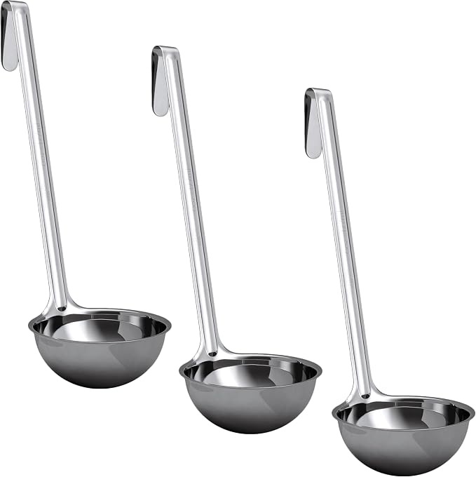 Super Sturdy, Ergonomic 6 Oz. Soup Ladle 3 Pk. Stainless Steel Ladles by FoodRestaurantSupplies
