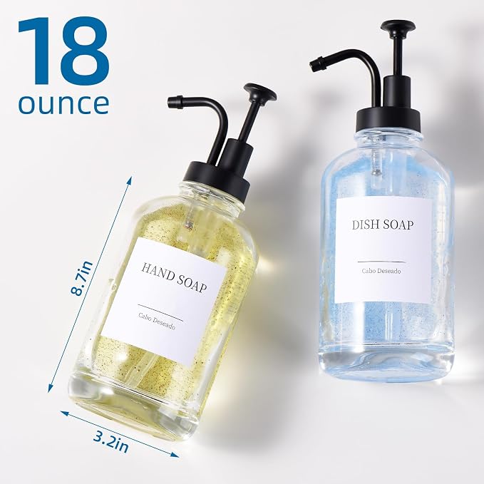 Glass Soap Dispenser with Pump, Dish and Hand Soap Dispenser - Image 6