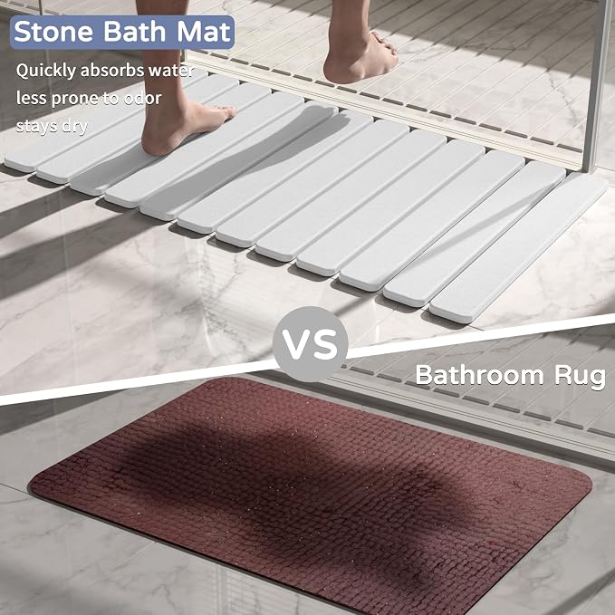 Large Stone Bath Mat 31.5 x 19.7in, Quick Dry Diatomaceous Earth Mats - Image 7