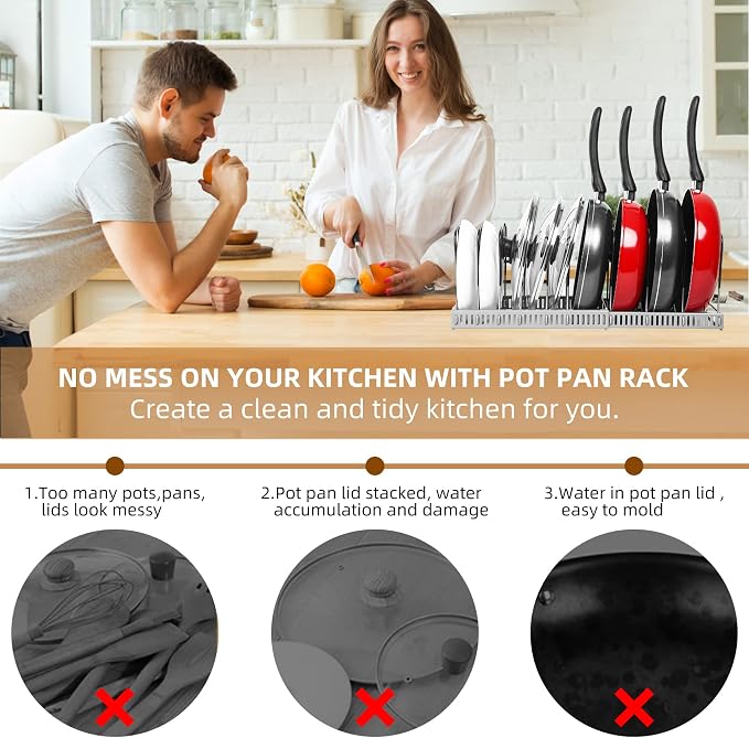 ROOHUA Pot Rack Organizer -Expandable Pot and Pan Organizer - Image 3