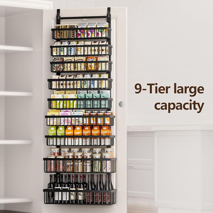 POKIPO 9 Tier Over The Door Pantry Organizer, 2 in 1 Wall Mount or Hanging - Image 2