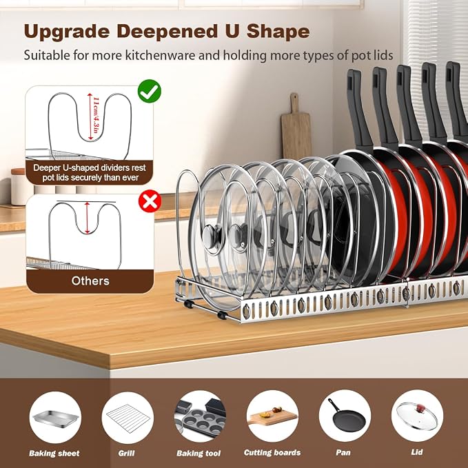 Housolution 2 Pack Pot and Pan Organizer, Pan Lid Holder Storage Rack - Image 2