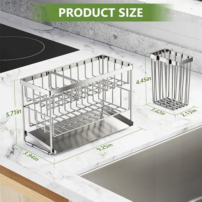 Cisily Silver 2-Tier Kitchen Sink Caddy Organzier Rack - Image 5