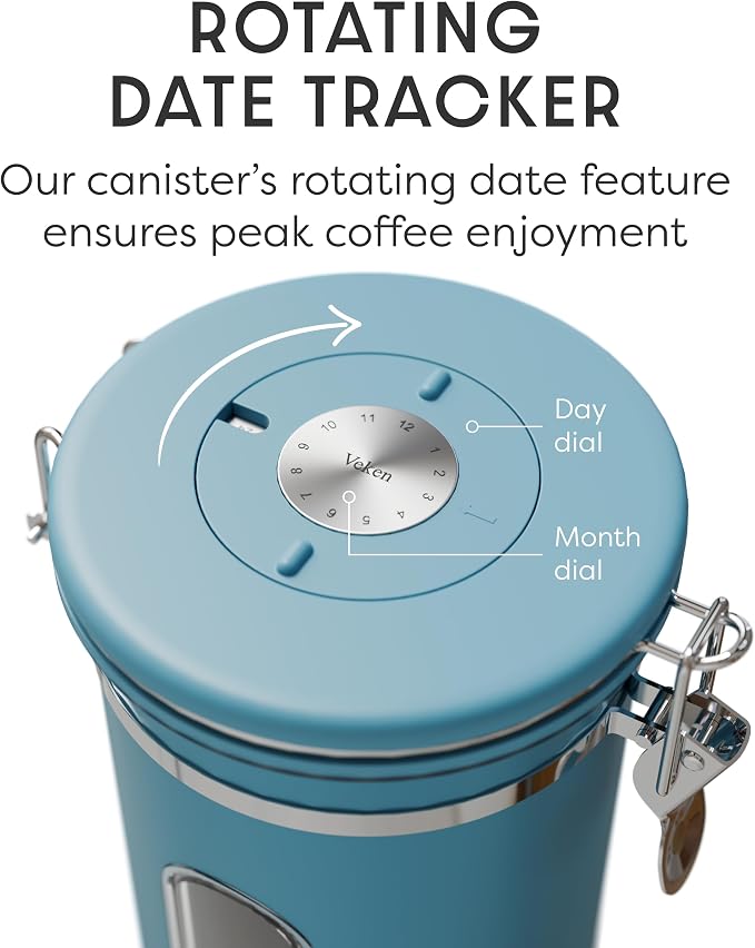 Veken Coffee Canister with Window, Airtight Stainless Steel Kitchen Food - Image 6