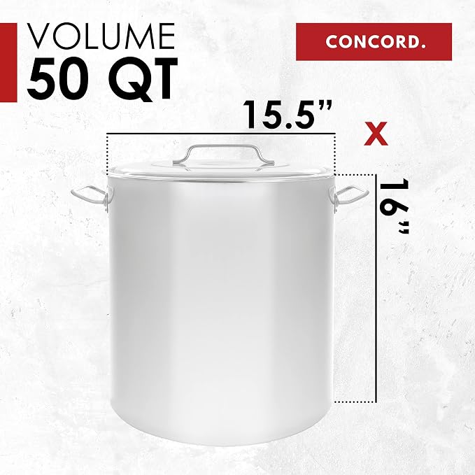 Concord 50 Quart Stainless Steel Stock Pot Cookware - Image 5