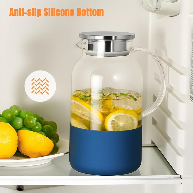 PARACITY Water Pitcher with Silicone Base 61oz/ 1.8L, Hot& Cold Glass Pitcher - Image 6