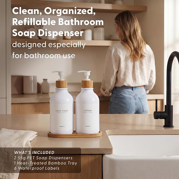 MaisoNovo Soap Dispenser Bathroom Set of 2-16.9 oz Bathroom Soap Dispenser Set - Image 2