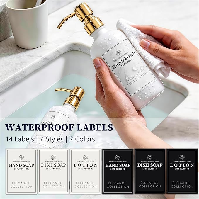 White Glass Soap Dispenser Set of 2, 16oz Hand and Dish Soap Dispenser - Image 3