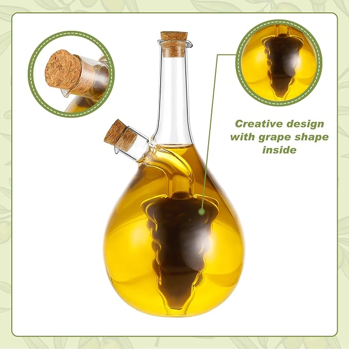 Suclain 2 Pcs Oil and Vinegar Dispenser, 2 in 1 Glass Olive Oil and Vinegar - Image 3