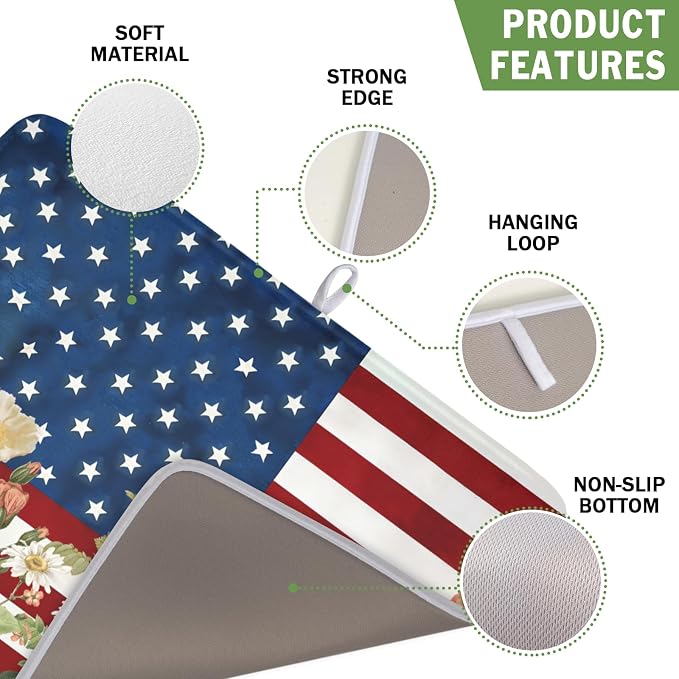 4th of July Dish Drying Mat 18x16 Inch, Patriotic Drying Mat - Image 3