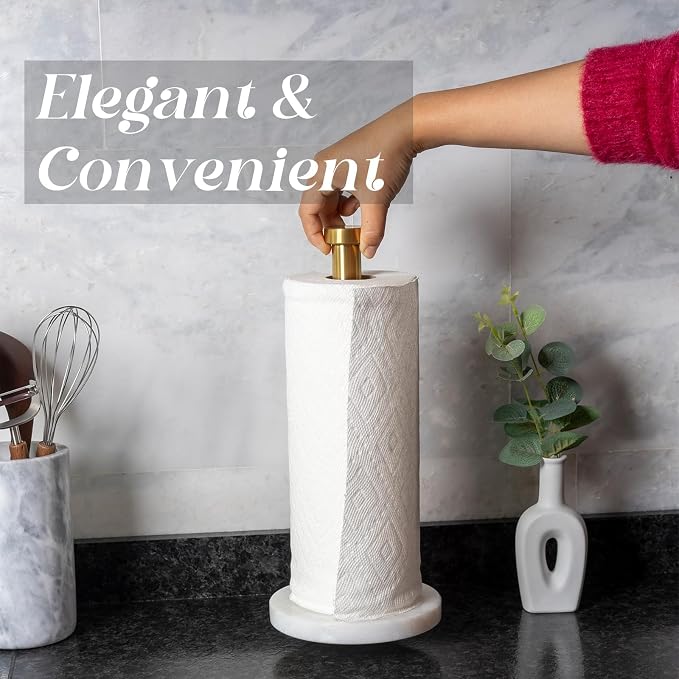 Koville African Genuine Marble Paper Towel Holder Countertop, - Image 3