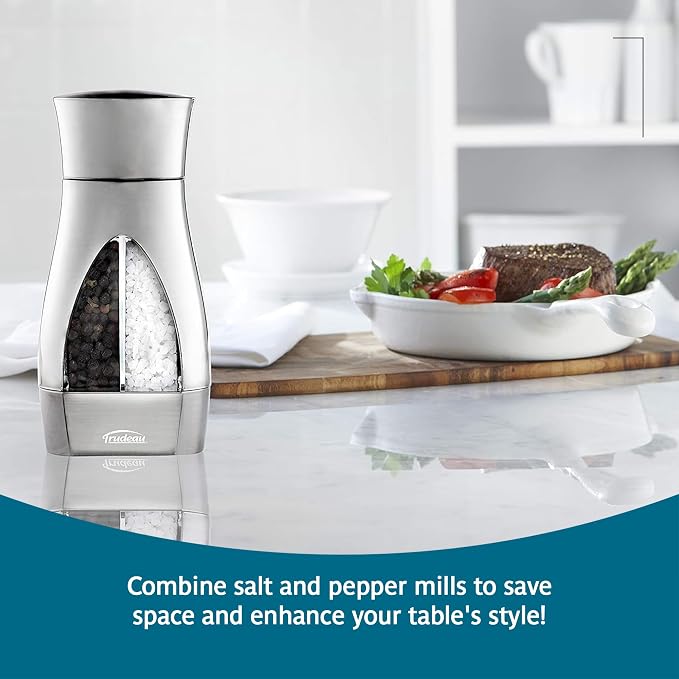 Trudeau Stainless Steel Manual 2-in-1 Salt and Pepper Mill - Image 5