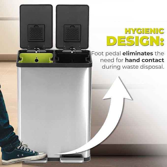 Simpli-Magic 60 Liter / 16 Gallon Rectangular Hands-Free Dual Compartment - Image 5