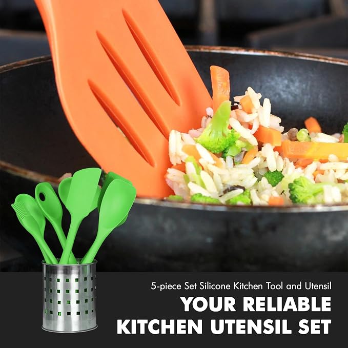 Chef Craft Premium Silicone Kitchen Tool and Utensil Set, 5 Piece - Image 5
