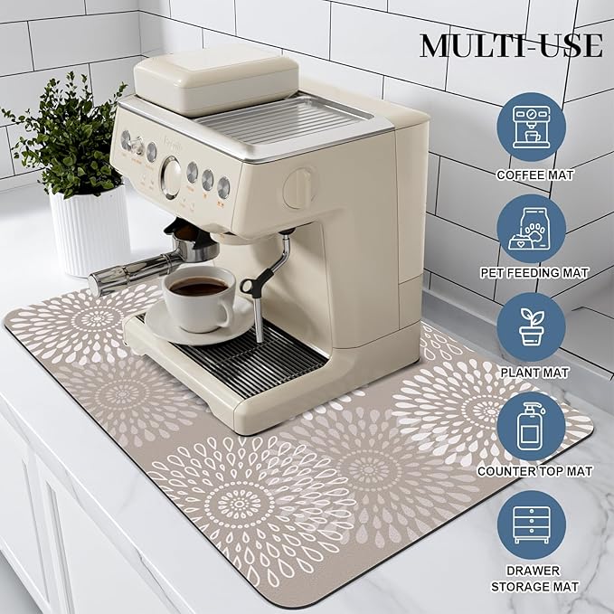 LuxStep Dish Drying Mat Super Absorbent Kitchen Counter Mat Rubber Backing - Image 3