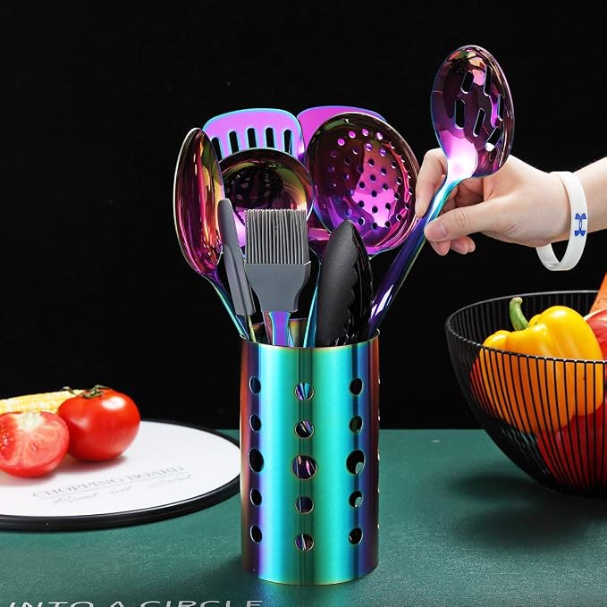 Rainbow Kitchen Utensils Set, 13 Pieces Stainless Steel Cooking Utensils Set - Image 3