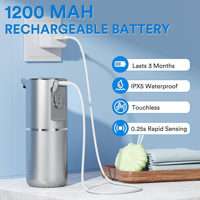 Automatic Foaming Soap Dispenser Touchless, Rechargeable Electric Hand ＆ Dish - Image 6